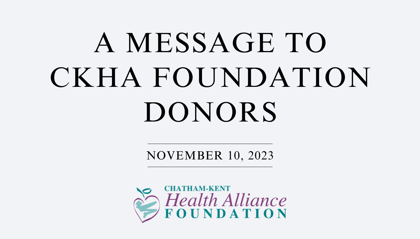 A Message to CKHA Foundation Donors